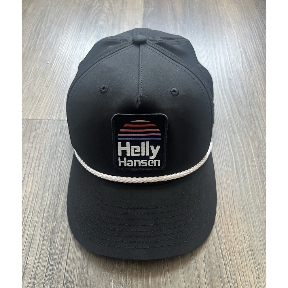 Helly Hansen Richardson 258 Rope Hat Snapback Black Retro Logo Patch Performance